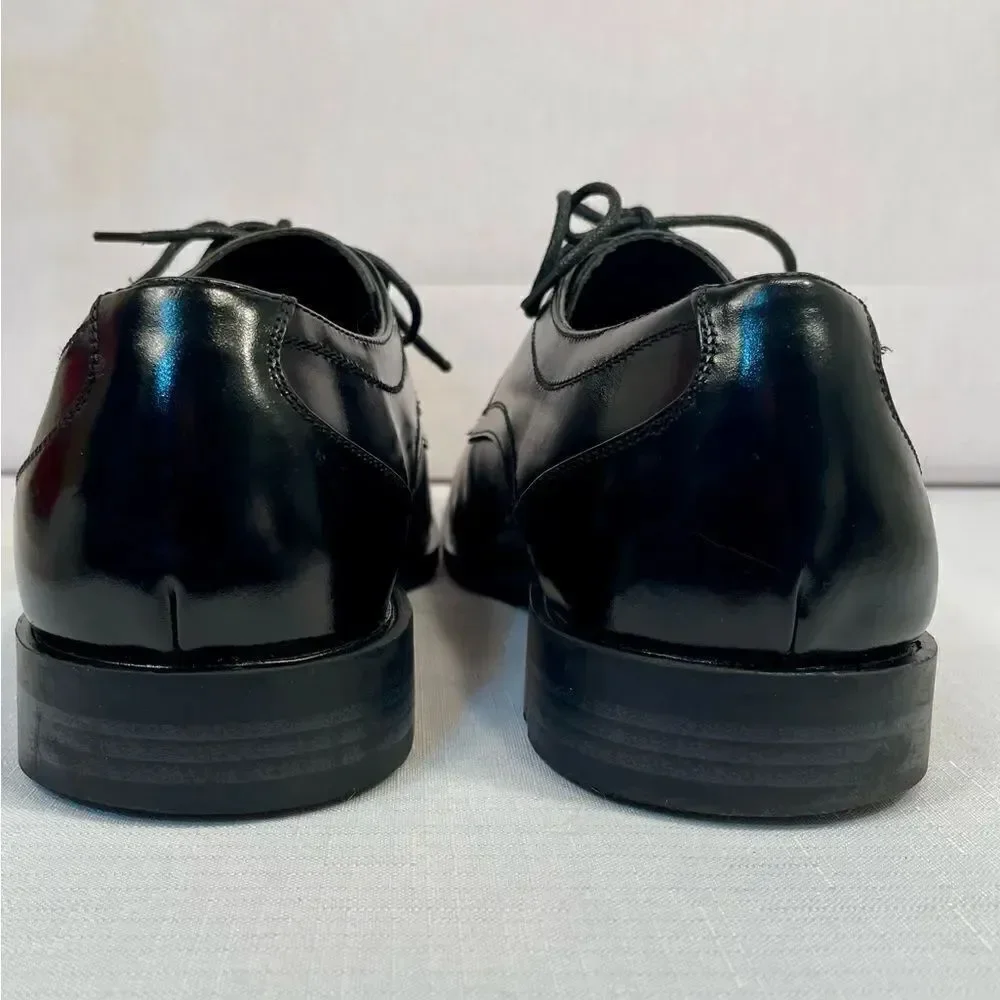 BLACK LEATHER TIE UP SHOES BY STACY ADAMS SIZE 9.5 EUC